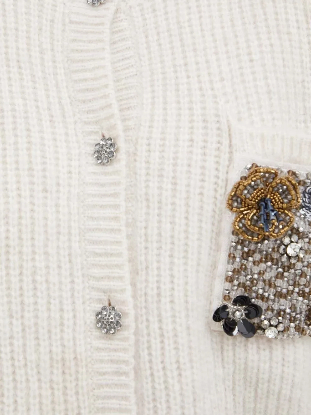 Custommade Embellished-pocket Cardigan In White