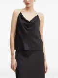 Custommade pearl-embellished cowl-neck top - Black