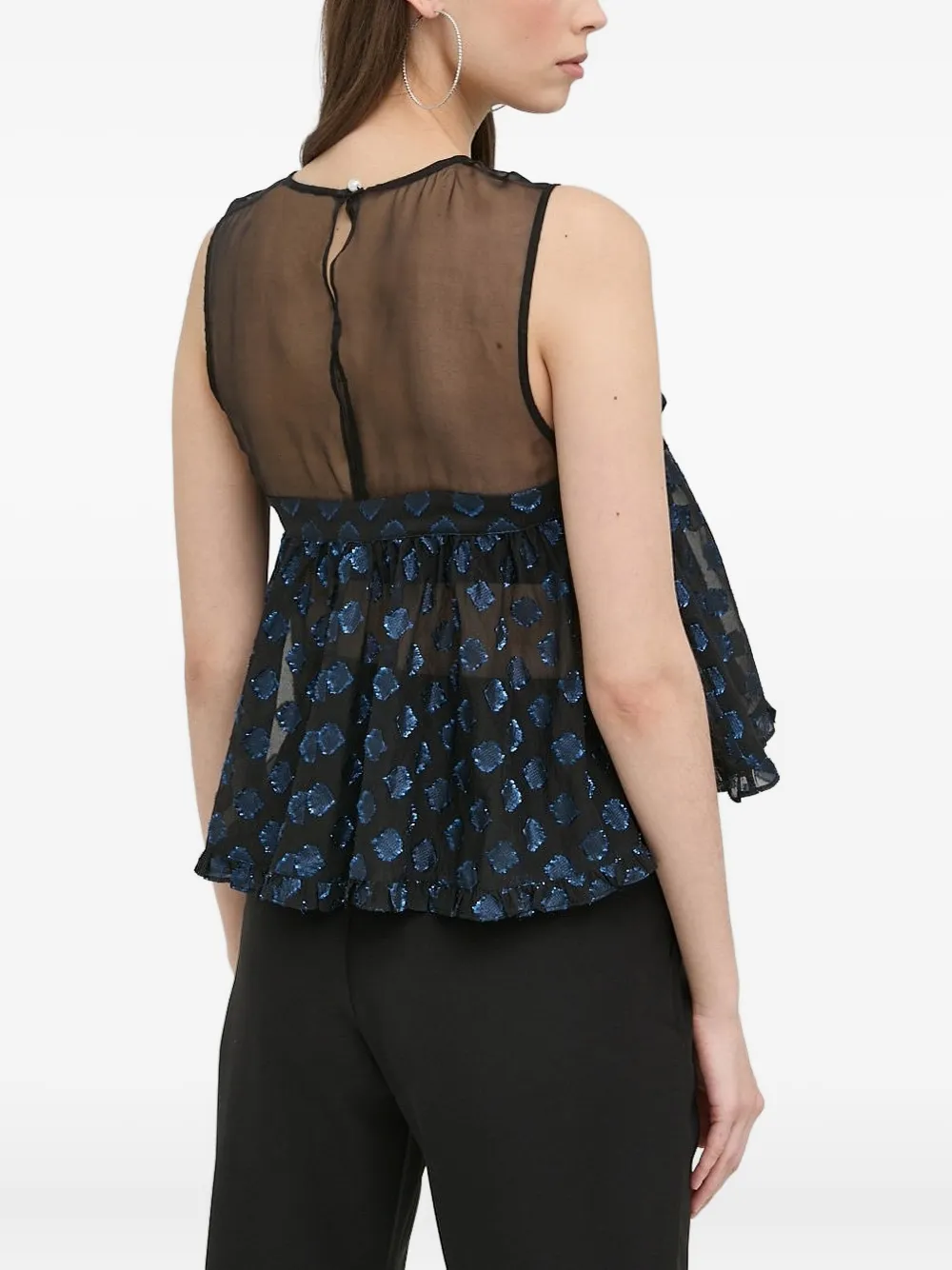 Custommade Mouwloze blouse met strik Zwart