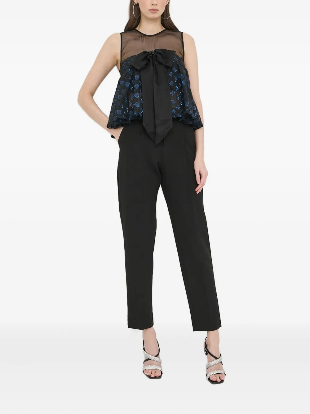Custommade Mouwloze blouse met strik - Zwart