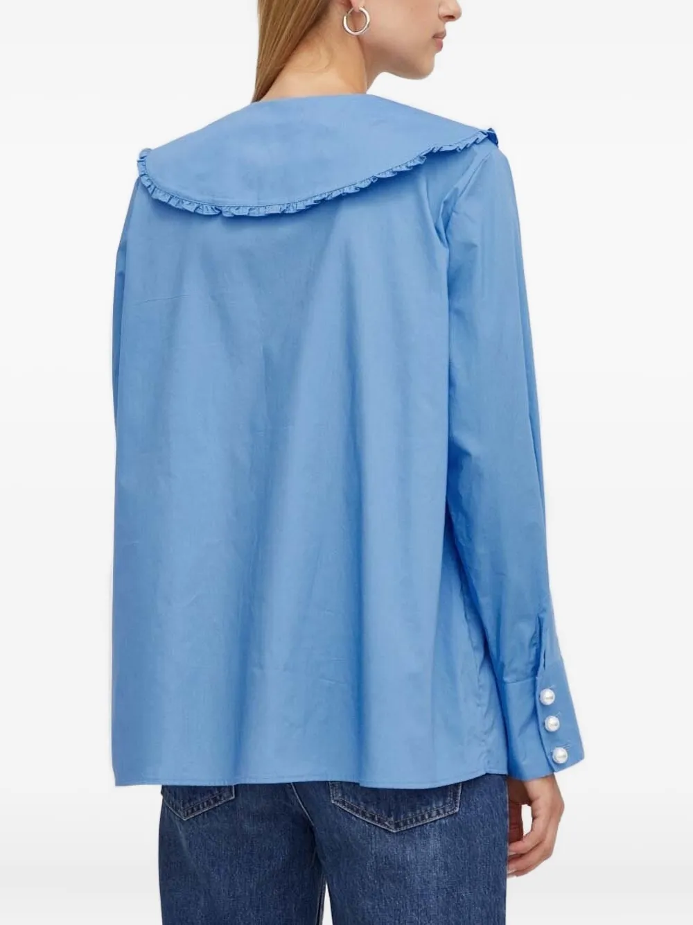 Custommade Blouse met knoop - Blauw