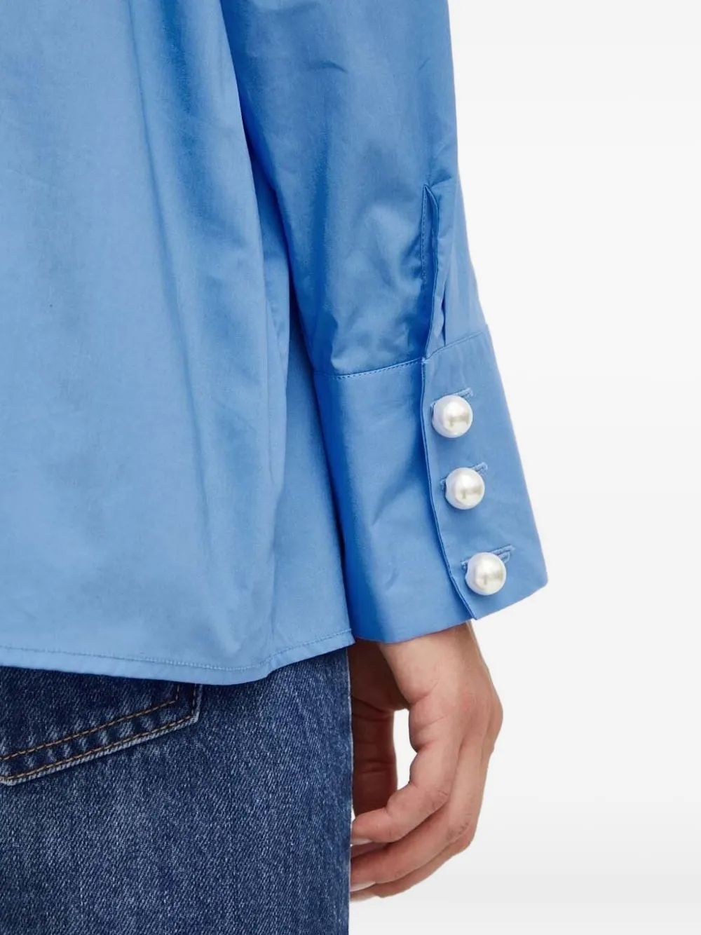 Custommade Blouse met knoop Blauw