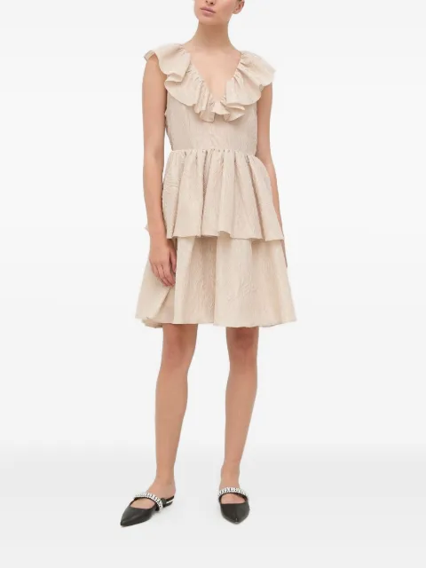 Custommade frill-detail cotton-blend mini dress