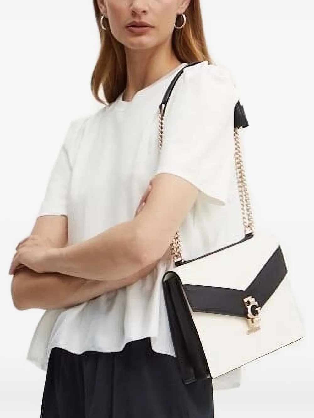 Custommade Puff-sleeve Peplum Top In Neutral