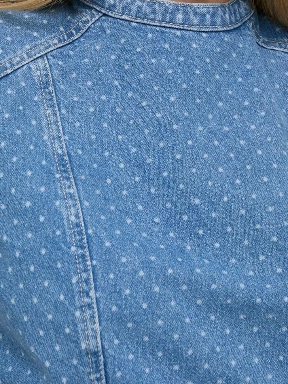 Custommade Polka-dot Panelled Denim Top In Multi