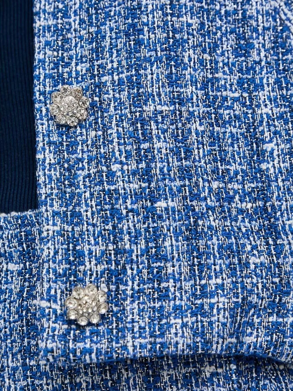 Custommade Tweed Embellished Jacket In Blue