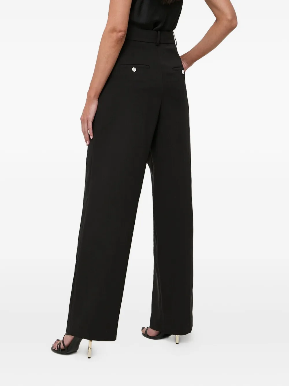 Custommade Pleated Jewel-embellished Straight Trousers In Black