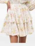 Custommade floral mini skirt - White