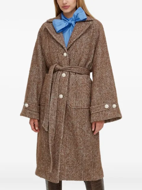 Custommade herringbone buttoned single-breasted coat