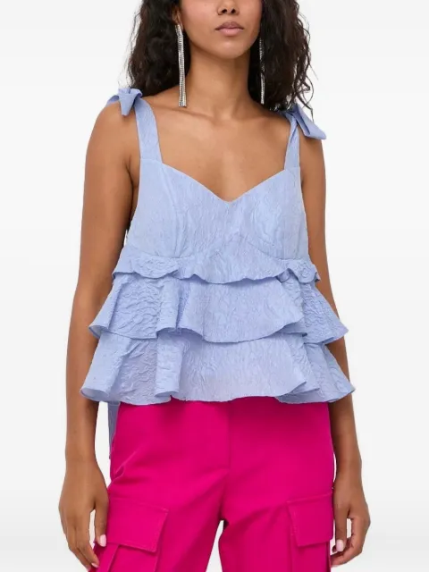 Custommade tie-detail ruffled top