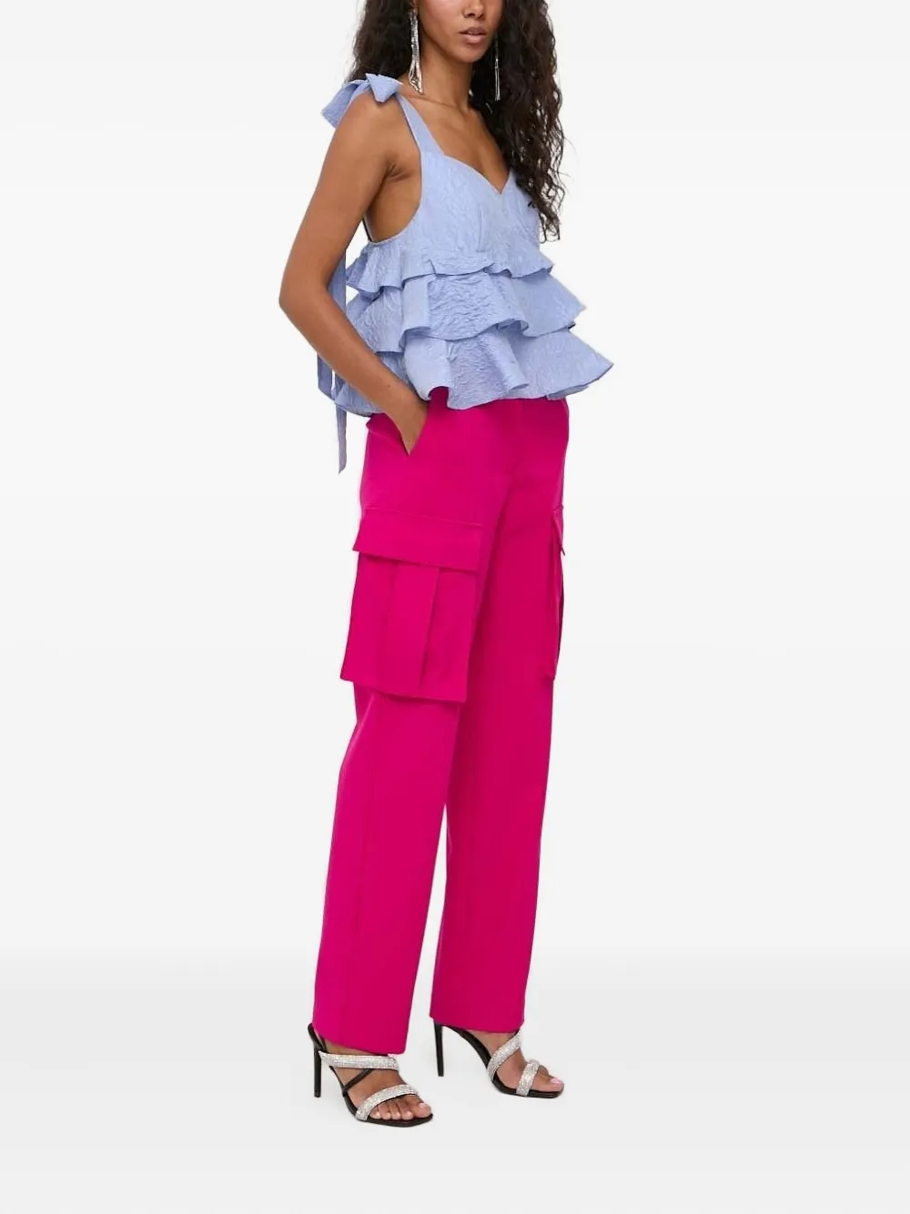 Custommade Top met ruches en strikdetail - Paars