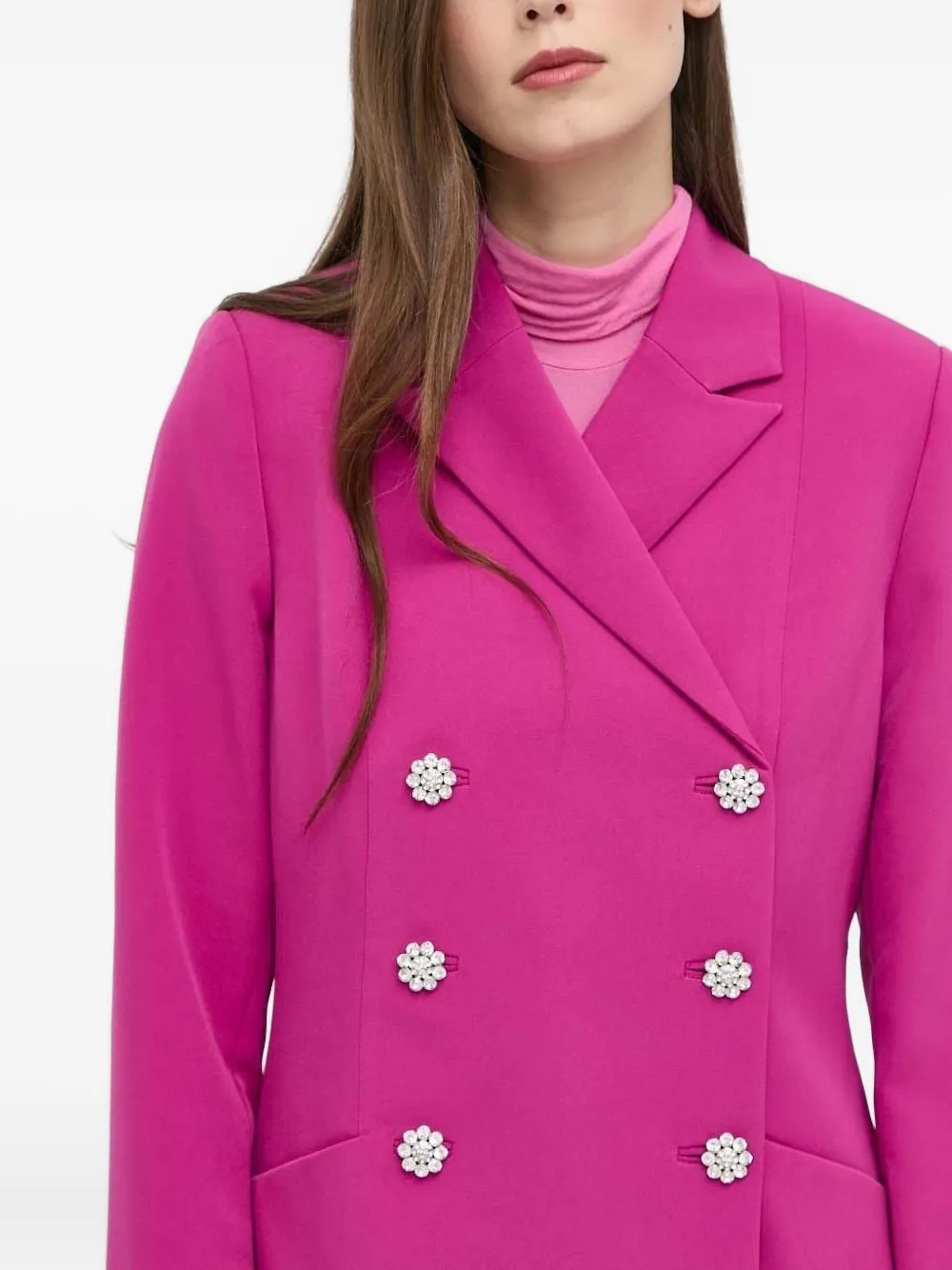 Custommade Embellished Double-breasted Blazer In Pink