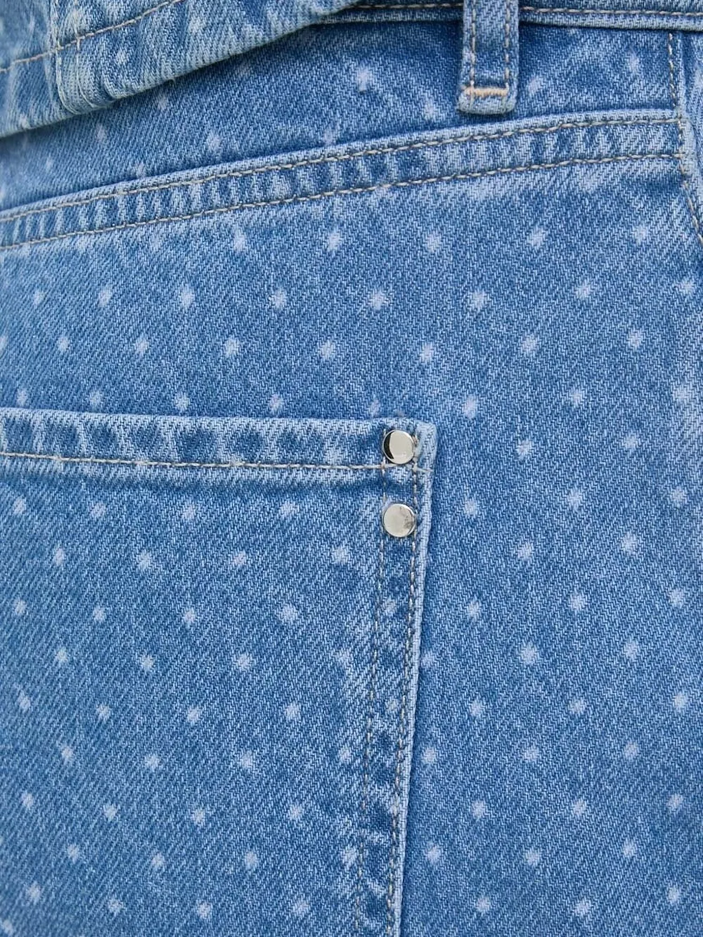 Custommade Polka-dot Frayed Jeans In Blue