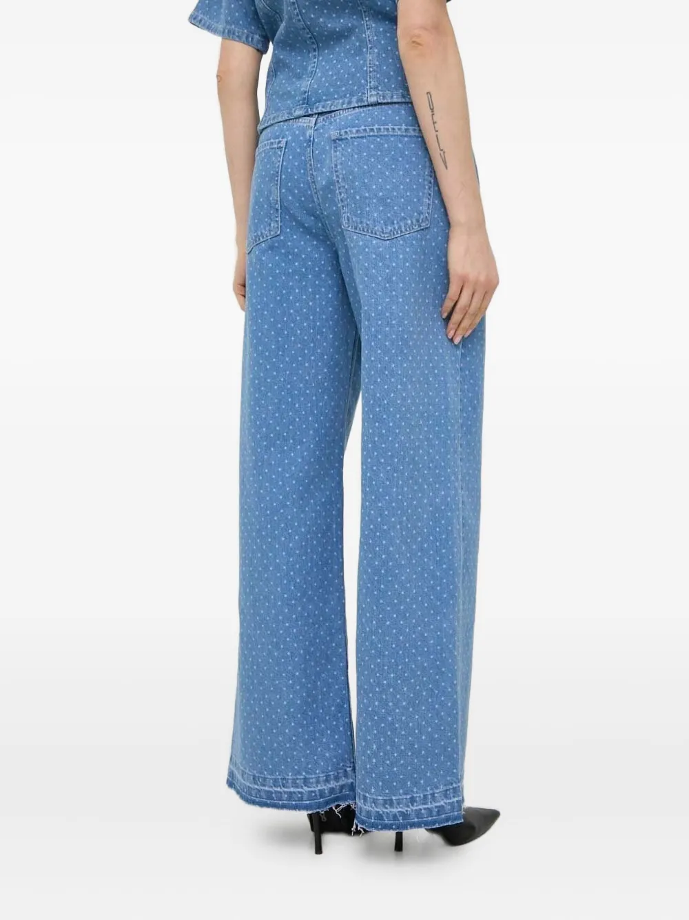 Custommade Polka-dot Frayed Jeans In Blue