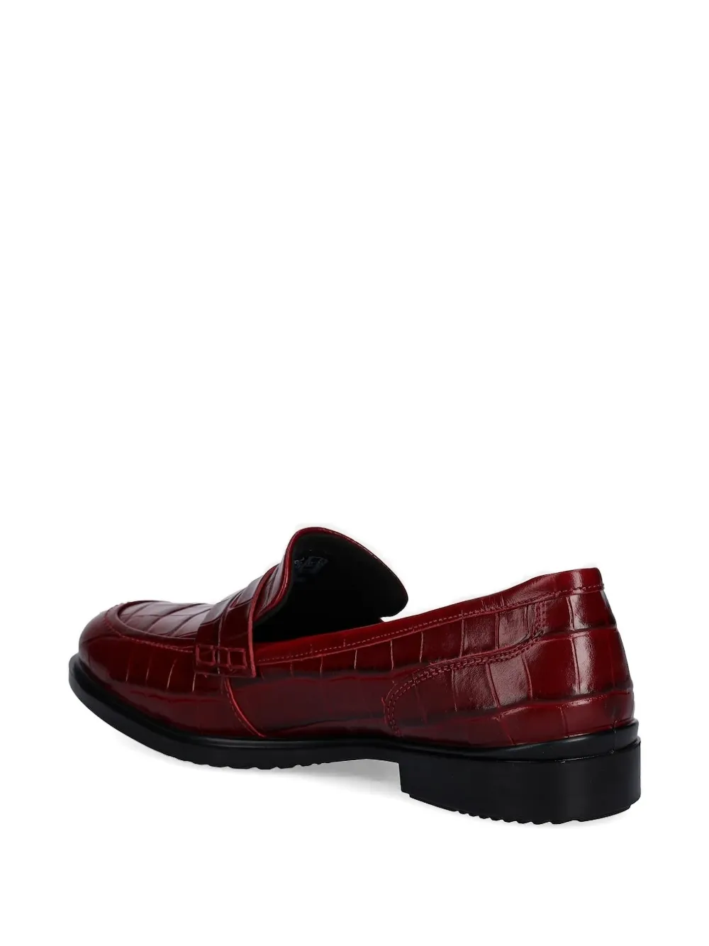 Ecco Crocodile-embossed Penny Loafers In Red
