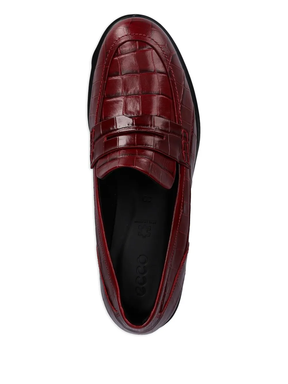 Ecco Crocodile-embossed Penny Loafers In Red