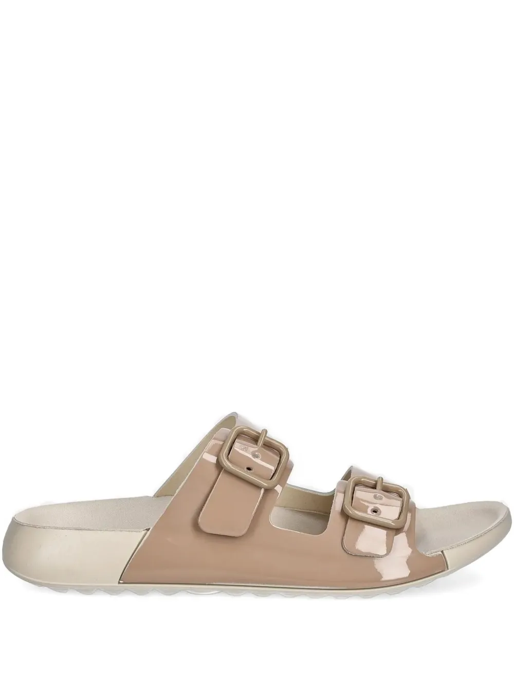 ECCO buckle-detail patent slides Neutrals