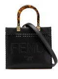 Fendi Pre-Owned 2010-2024 Small Whipstitch Leather Sunshine Shopper Tote satchel - Black