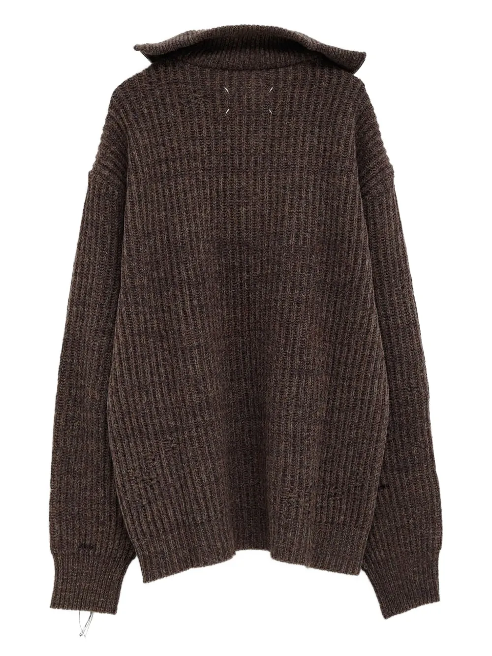 Maison Margiela ribbed-knit half-zip sweater - Bruin