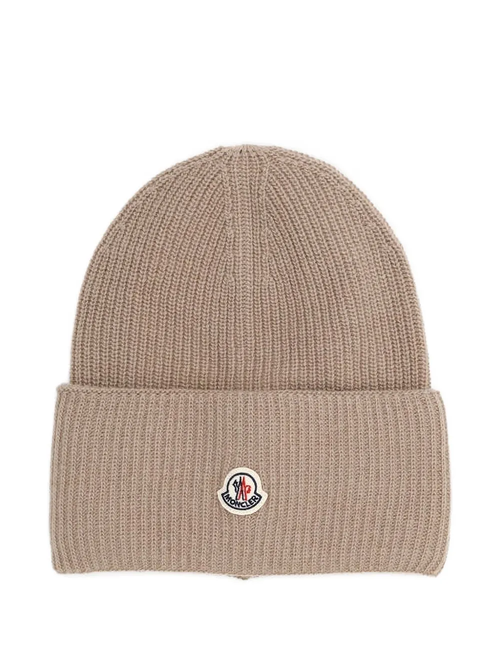 Moncler ribbed logo-patch beanie | Neutrals | Image 1