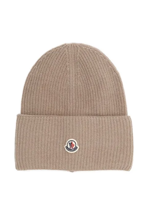 Moncler ribbed logo-patch beanie