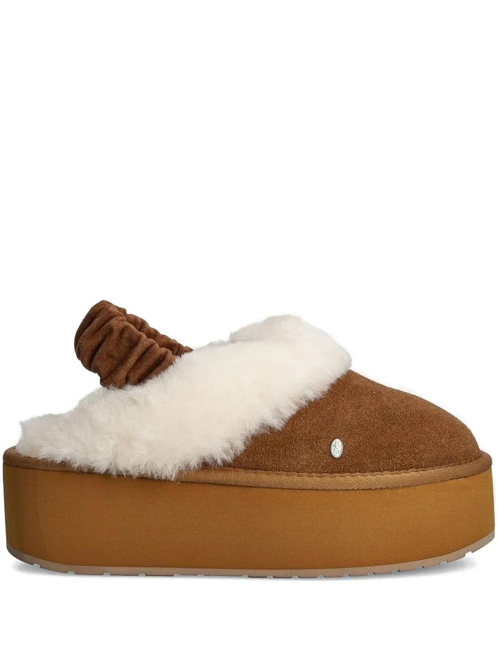 Emu Australia Platform Elastic-band Flat Mules In Brown