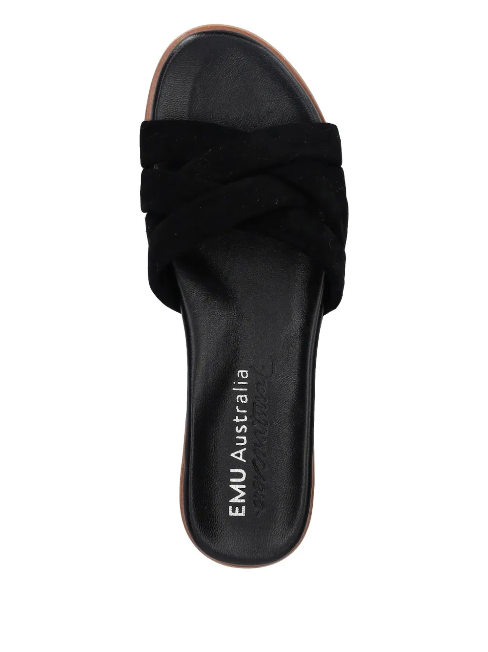 Emu Australia Ikara Crossover Suede Flat Sandals In Black