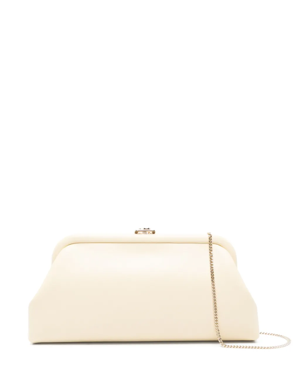 Jimmy Choo Skylar clasp chain clutch bag Beige