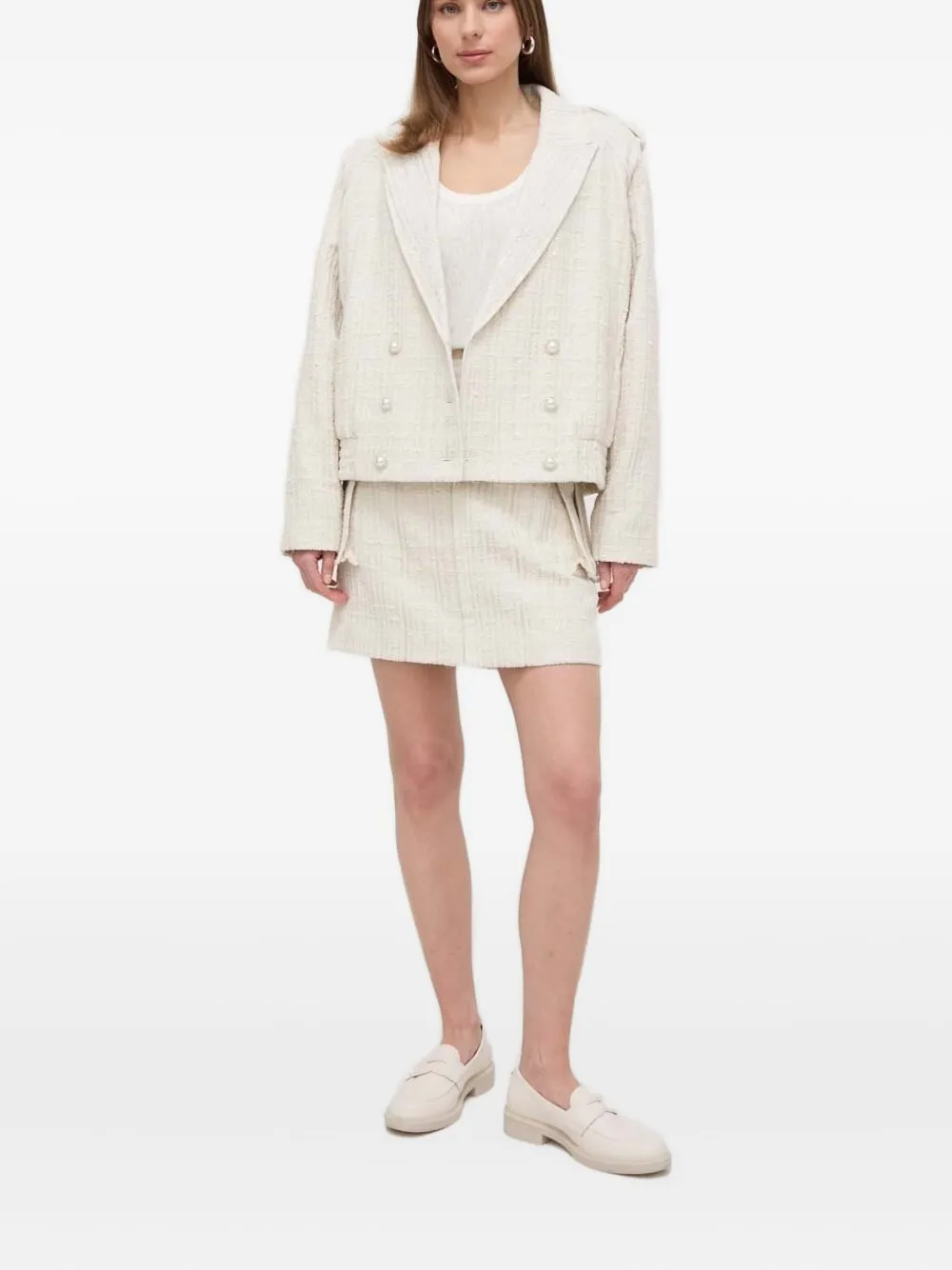 Custommade Tweed Skirt In Neutral