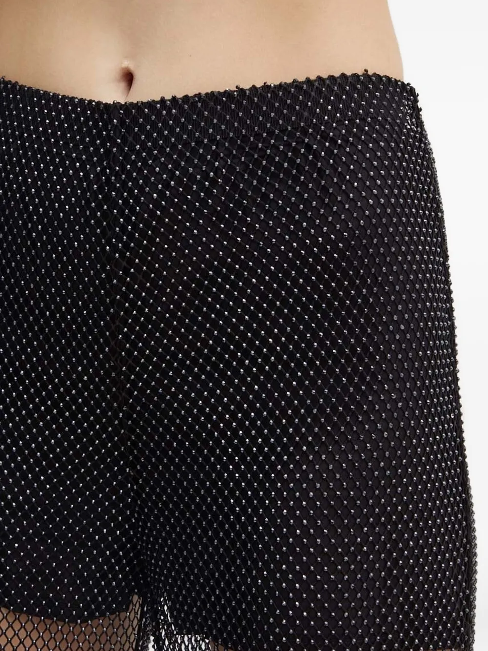 Custommade Petra mesh broek met kralen Zwart