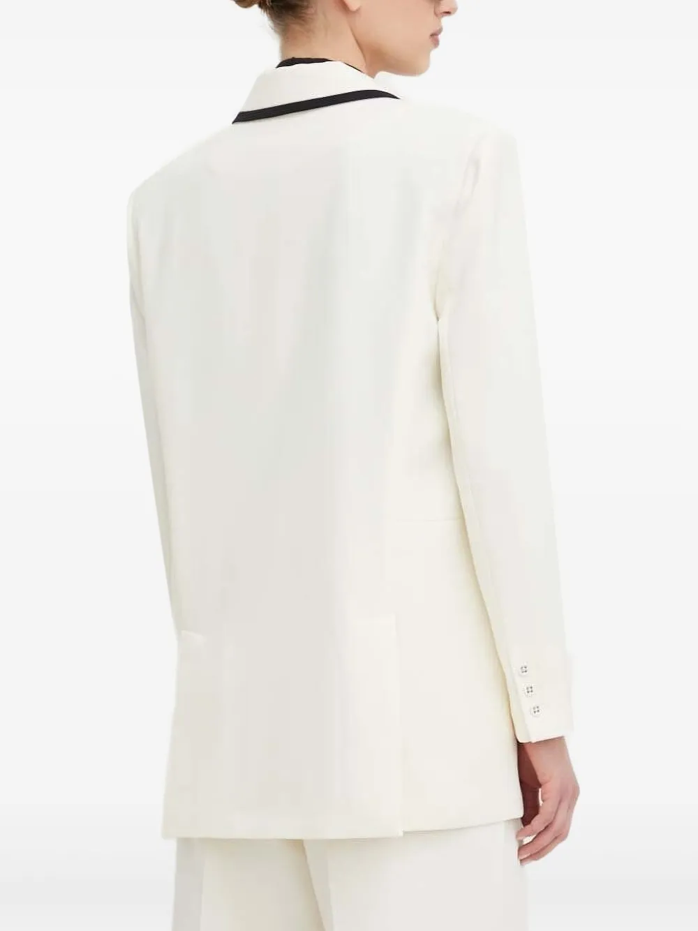 Custommade Double-breasted Piped-trim Blazer In White