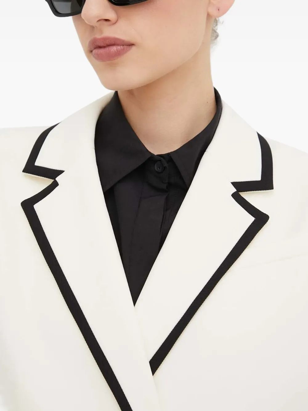 Custommade Double-breasted Piped-trim Blazer In White