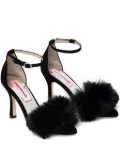 Custommade fur-trimmed ankle-strap pumps - Black