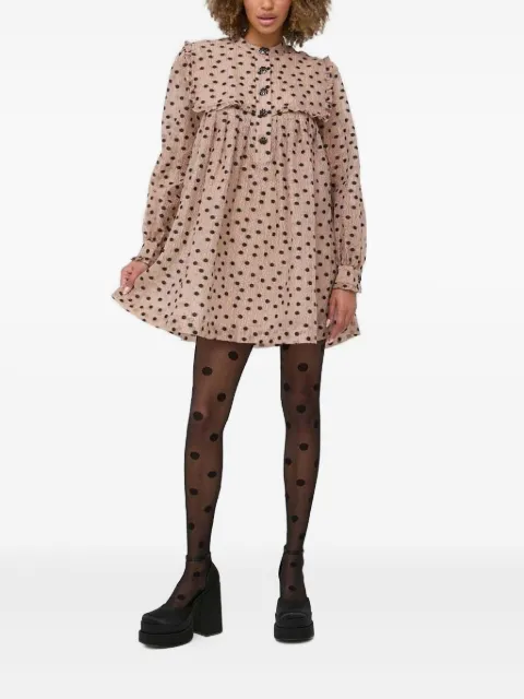 Custommade polka-dot ruffled mini day dress