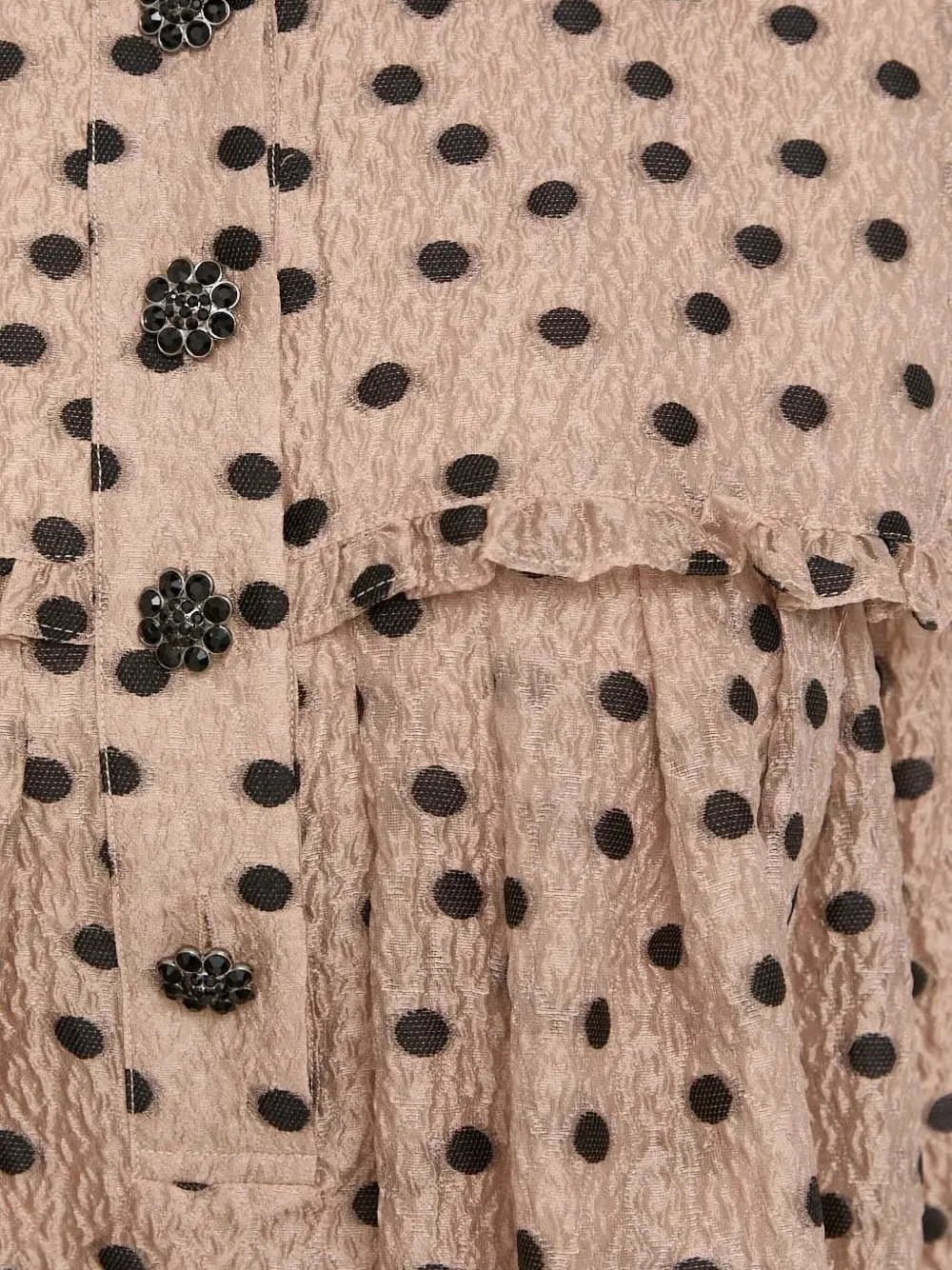 Custommade Polka-dot Ruffled Mini Day Dress In Brown