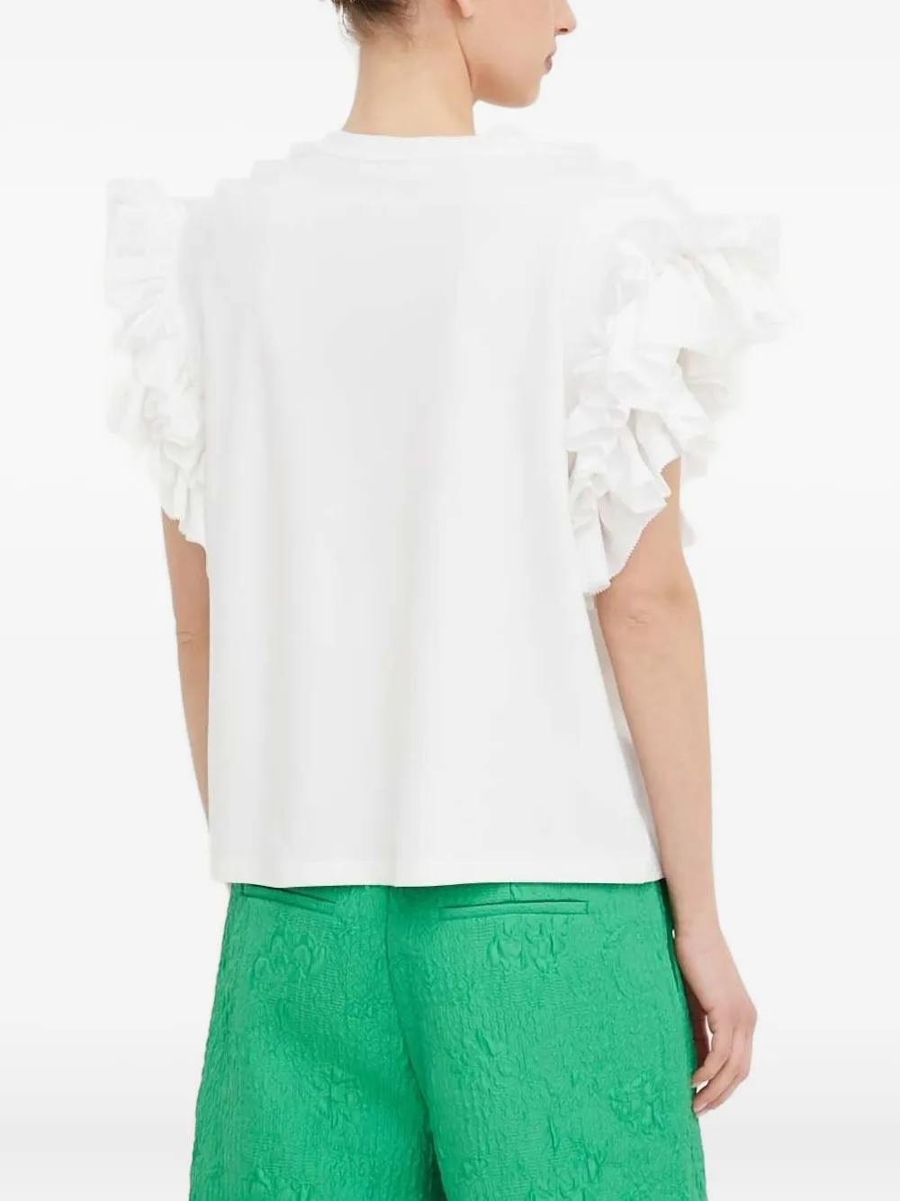 Custommade Layered Ruffle-sleeve Top In White