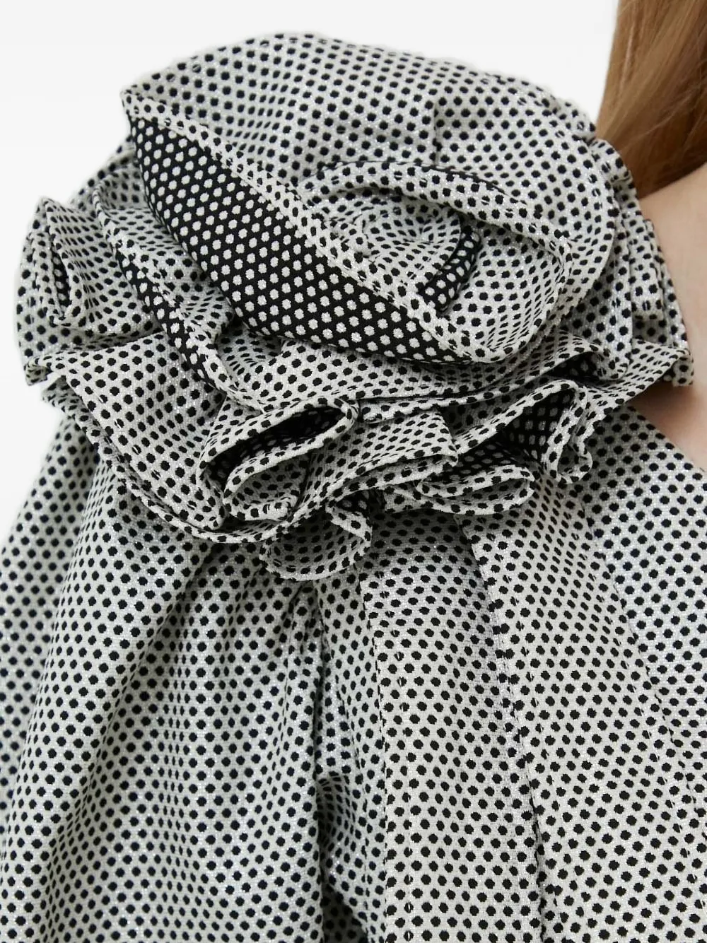 Custommade One-shoulder Rosette Mini Dress In Gray