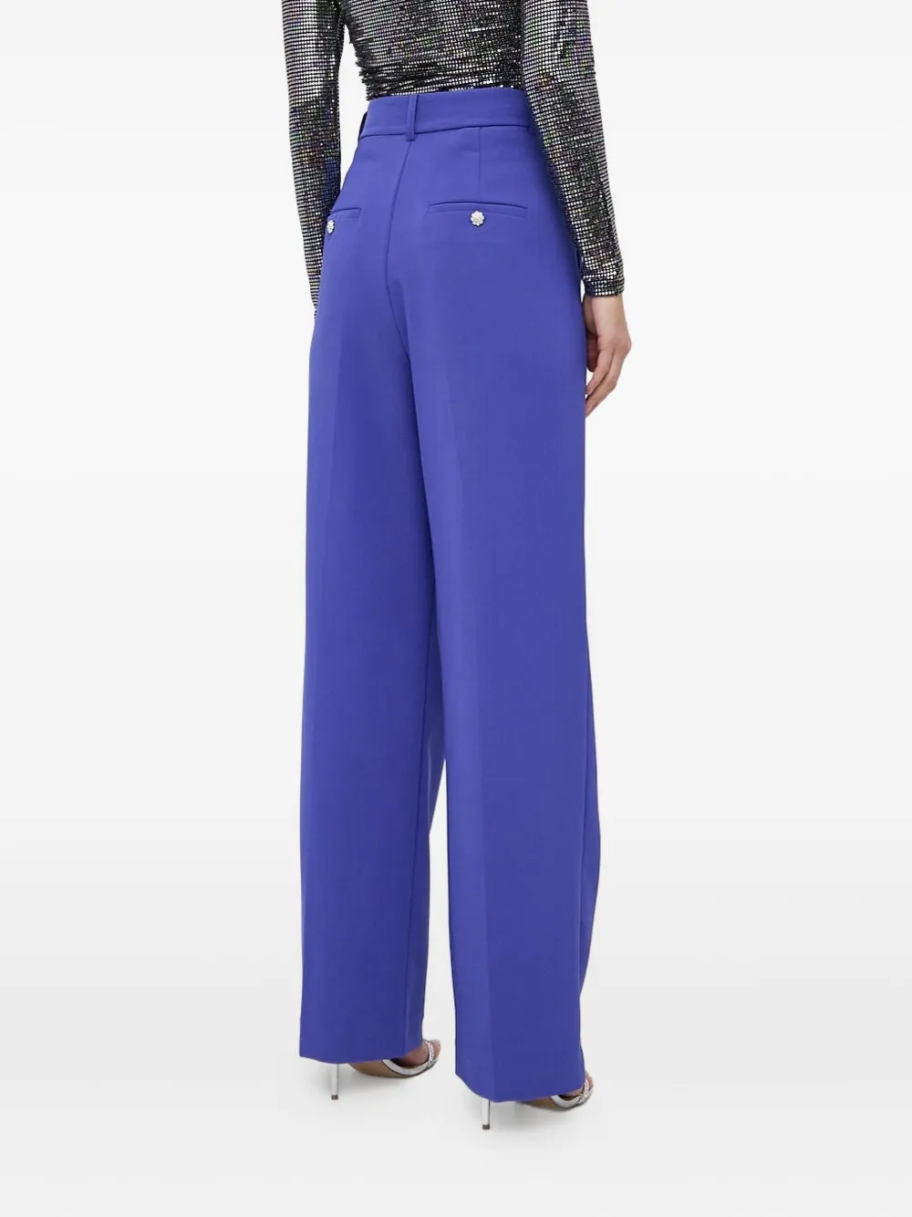 Custommade Pleated-front Jewel-button Trousers In Blue