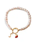Design letters pearl bracelet - Gold
