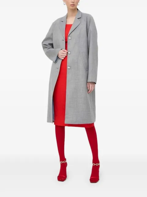Custommade crystal-button belted coat