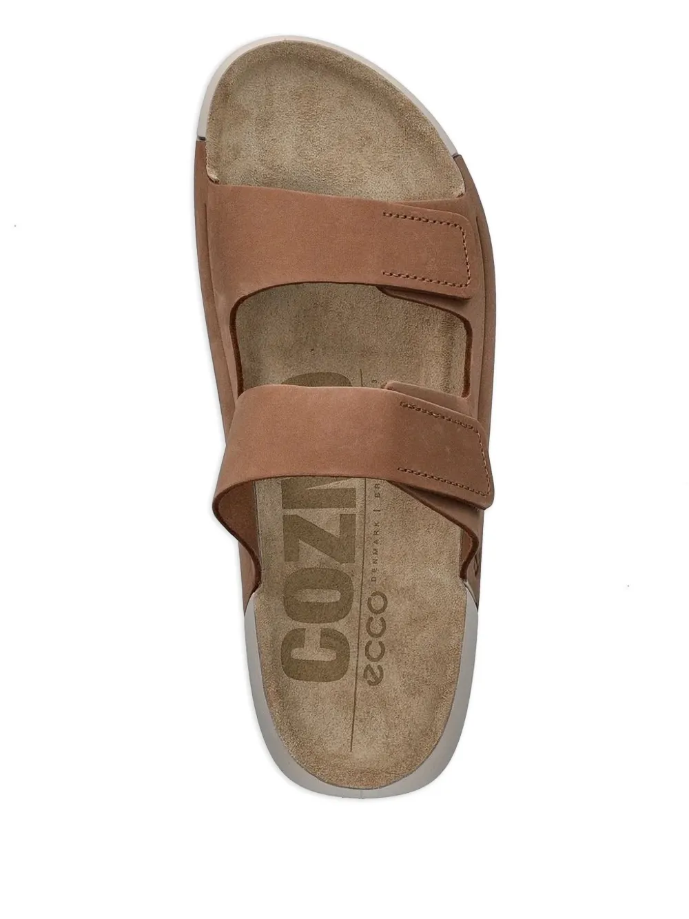 ECCO Cozmo leren slippers met dubbele bandjes Bruin