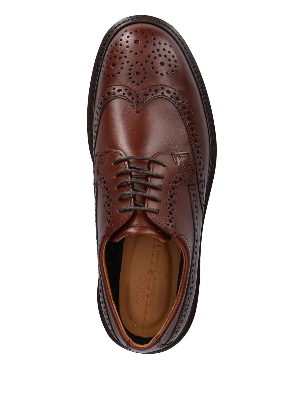 ECCO leather brogue lace-up oxford shoes Brown