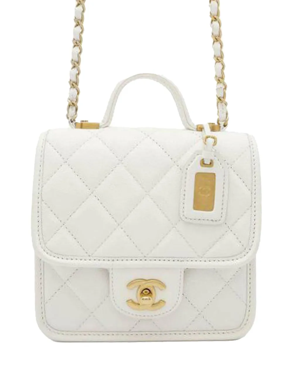 CHANEL Pre-Owned 2021-2025 Mini Caviar School Memory Top Handle Flap CHANEL Pre-Owned 2021-2025 Mini Caviar School Memory Top Handle Flap