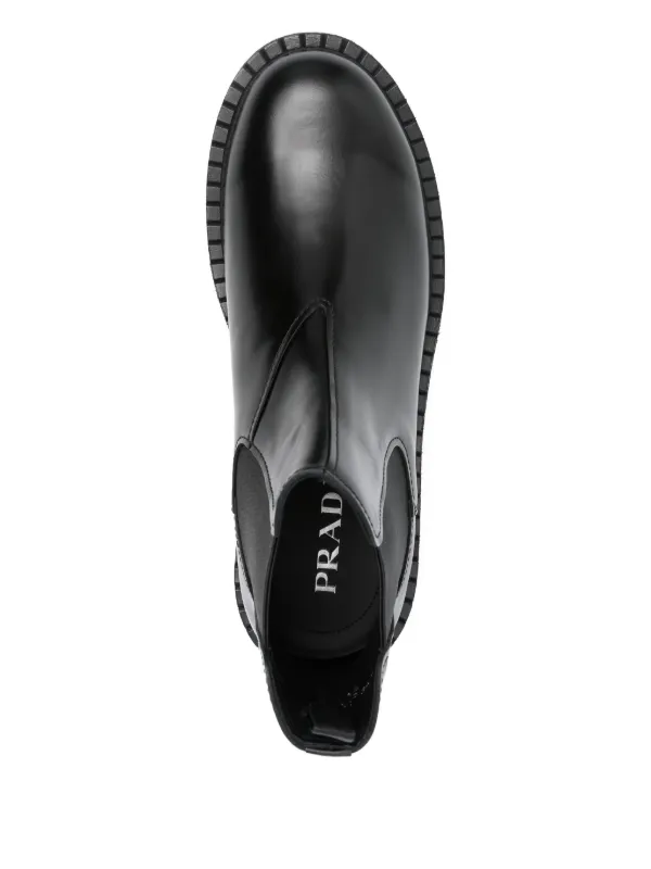 Prada レザー チェルシーブーツ | ブラック | FARFETCH JP