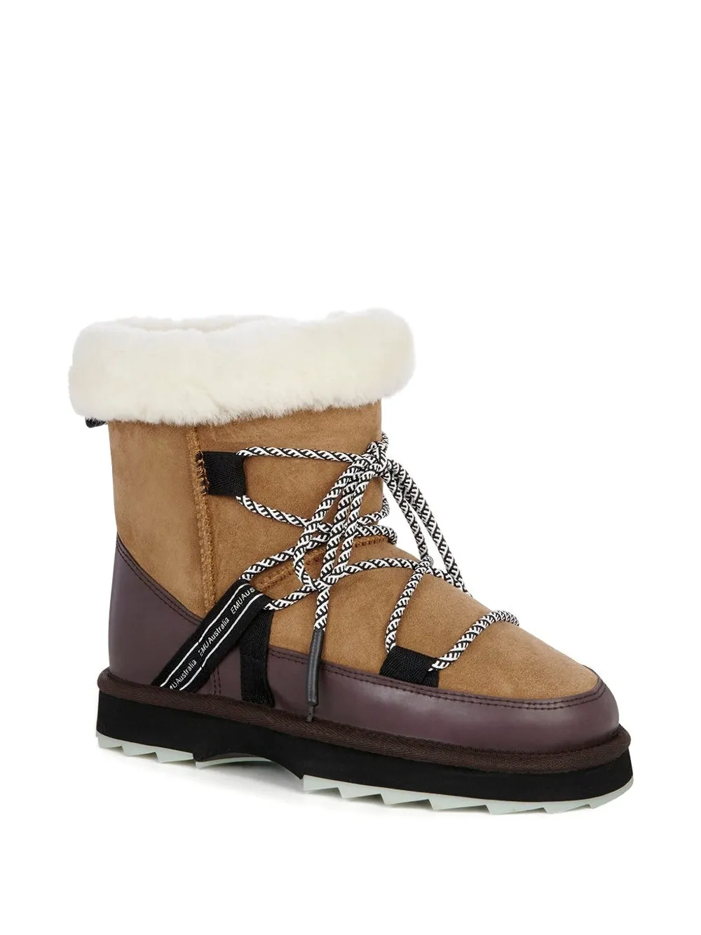 EMU AUSTRALIA Blurred lace-up shearling boots Brown