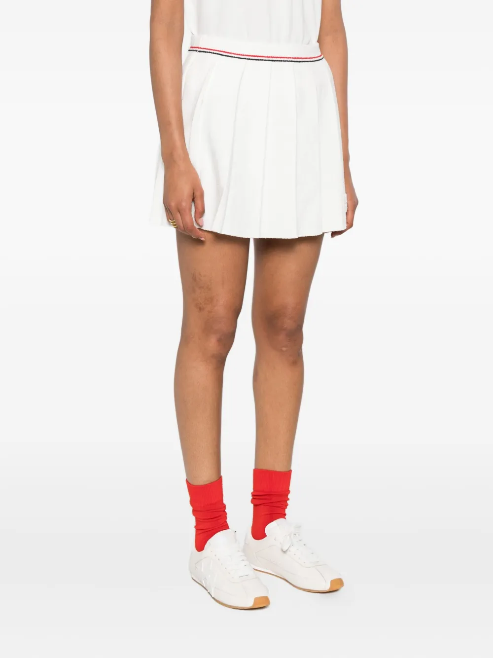 Miu cotton-blend pleated skirt Wit