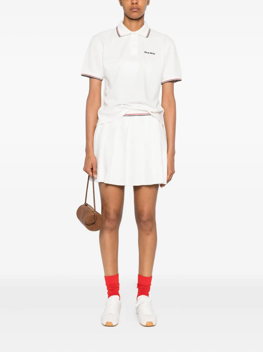 Miu cotton-blend pleated skirt Wit