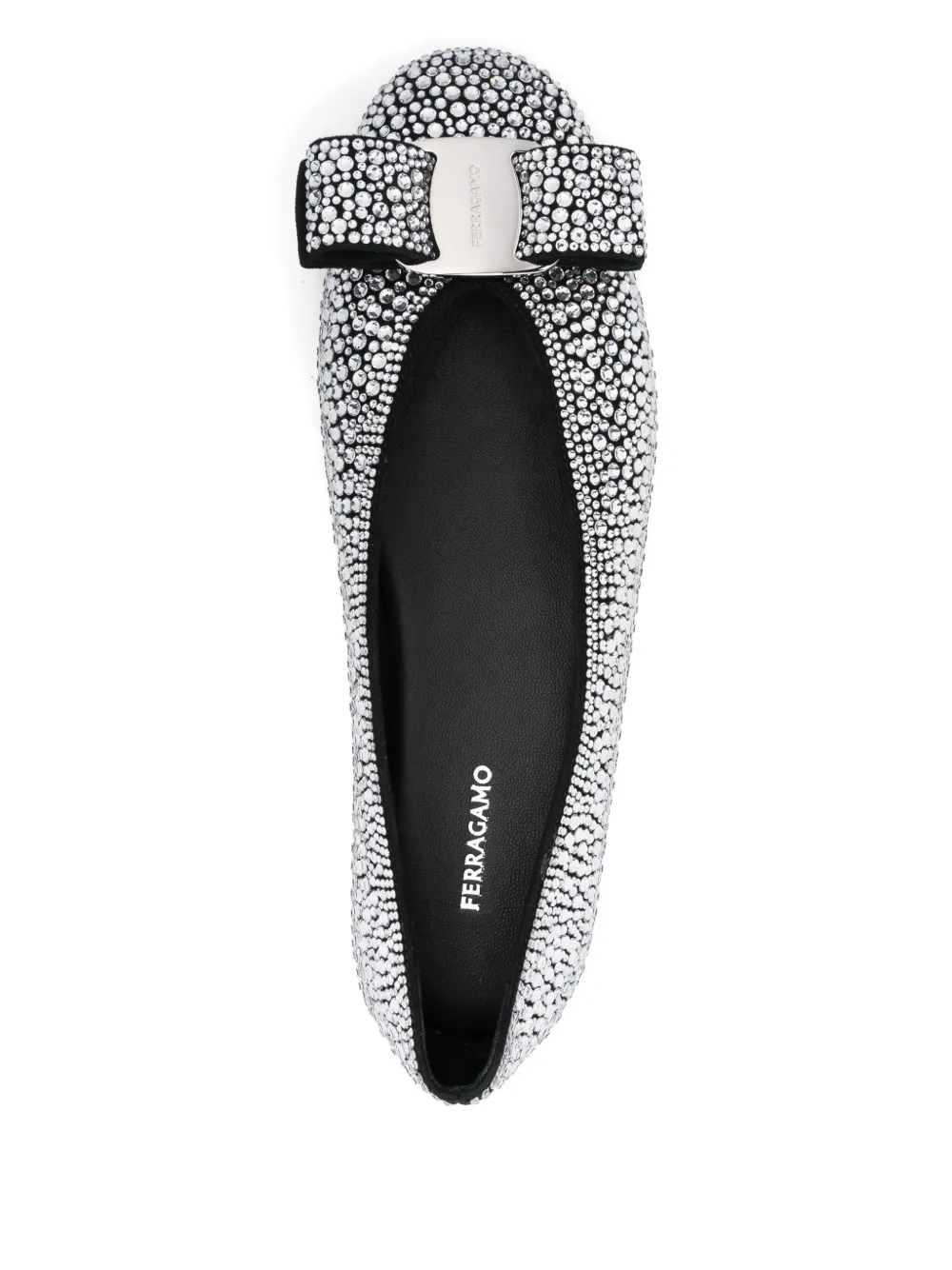 Ferragamo crystal-embellished ballet flat Zwart