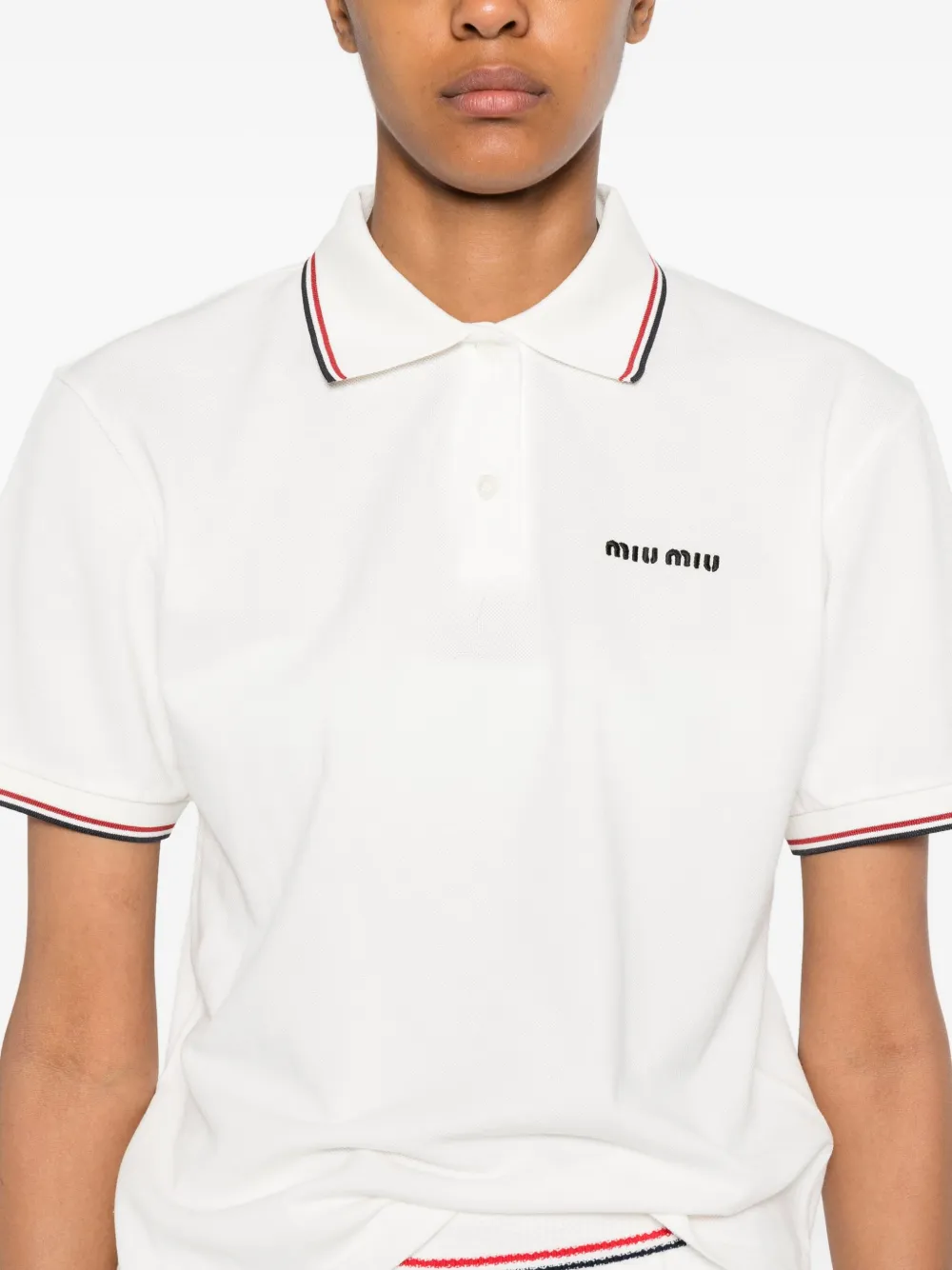 Miu Poloshirt met geborduurd logo Wit