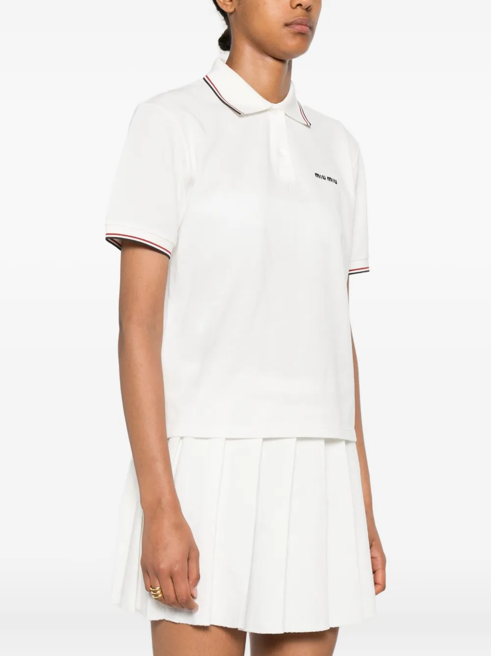 Miu Poloshirt met geborduurd logo Wit